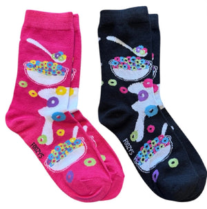 CEREAL & MILK LADIES 2 PAIR OF SOCKS FOOZYS BRAND - Novelty Socks And Slippers