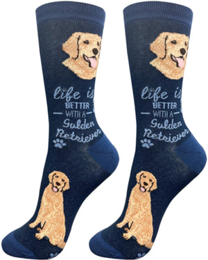 GOLDEN RETRIEVER Dog Unisex Socks By E&S Pets CHOOSE SOCK DADDY, HAPPY TAILS, LIFE IS BETTER - Novelty Socks for Less
