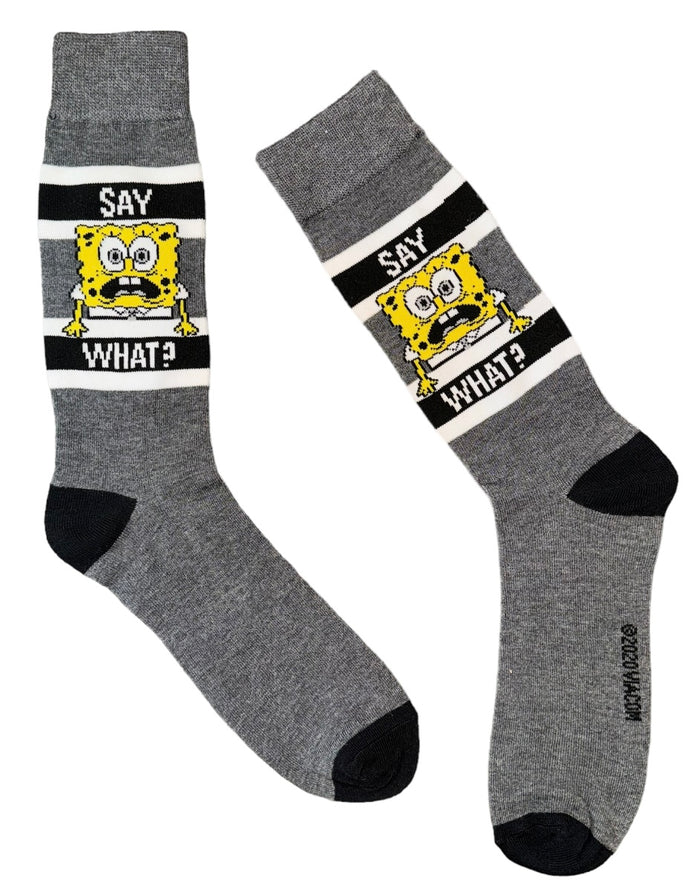 SPONGEBOB SQUAREPANTS Men’s Socks Says ‘SAY WHAT?’