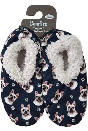 FRENCH BULLDOG Ladies Non-Skid SLIPPERS Comfies Brand - Novelty Socks And Slippers