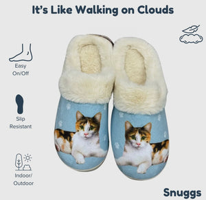 SNUGGS Memory Foam CALICO CAT Non Slip Slippers By E&S Pets (Choose Size)