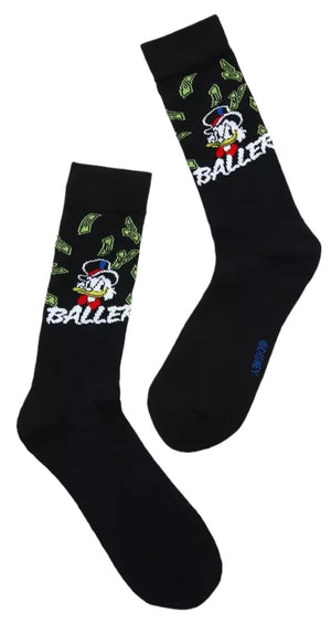 DISNEY DUCKTALES Men’s SCROOGE MCDUCK Socks ‘BALLER’ - Novelty Socks And Slippers