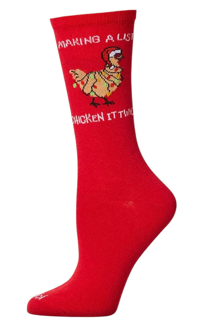 MAKING A LIST CHICKEN IT TWICE Ladies CHRISTMAS CHICKEN Socks MeMoi Brand
