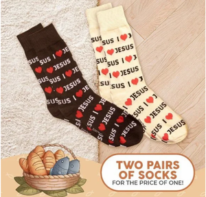 FOOZYS Brand Men’s 2 Pair of I LOVE JESUS Socks - Novelty Socks And Slippers