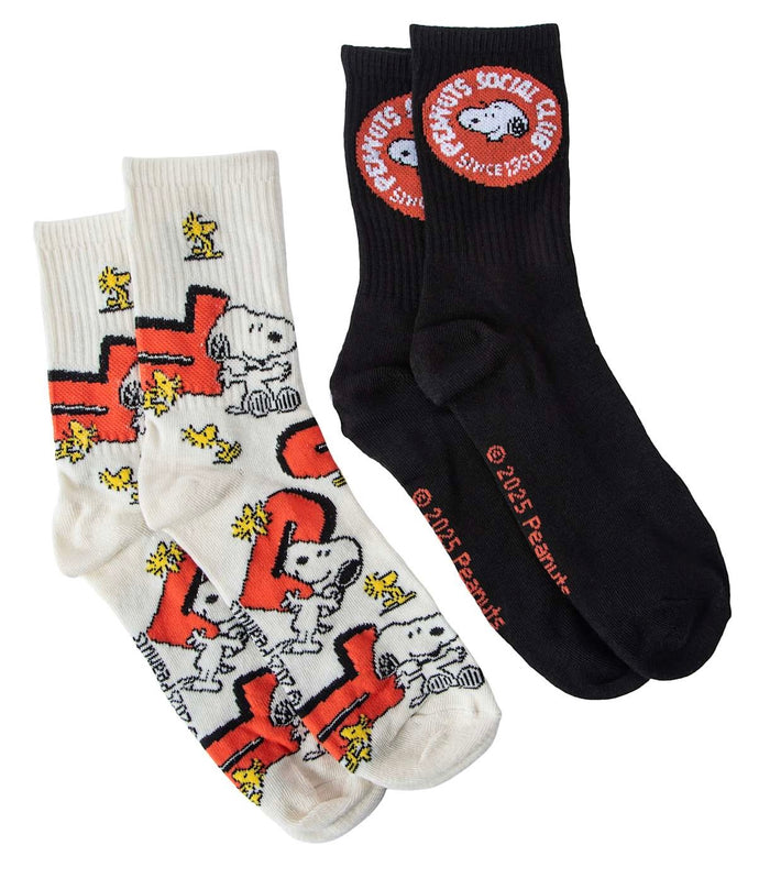 PEANUTS Ladies 2 Pair Of SNOOPY & WOODSTOCK Socks ‘Peanuts Social Club’