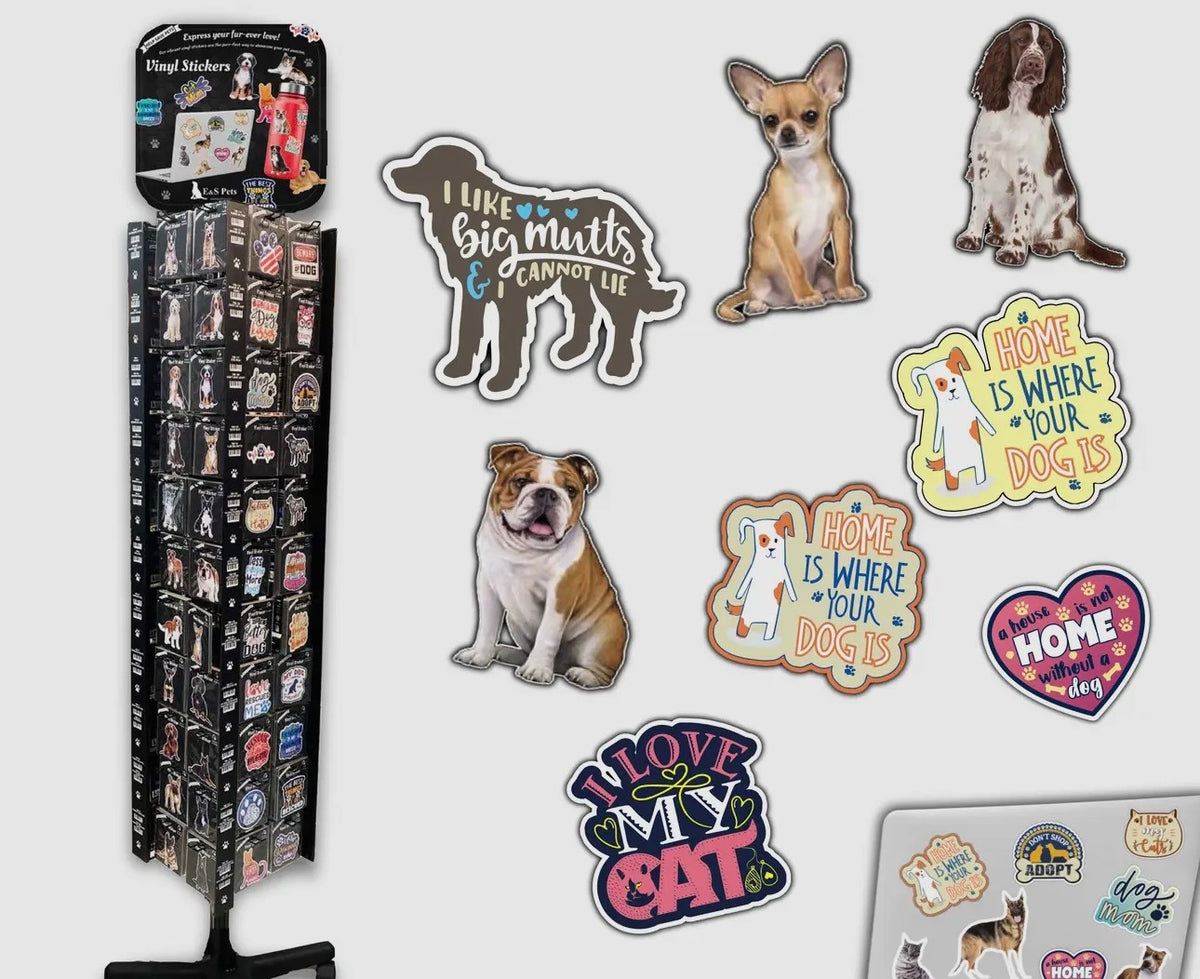 DOG & CAT Vinyl Stickers By E&S Pets (Choose Style) - Novelty Socks And Slippers