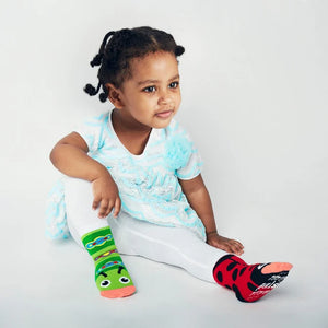 PALS Socks Brand Unisex Toddler LADYBUG & CATERPILLAR Mismatched Gripper Bottom Socks