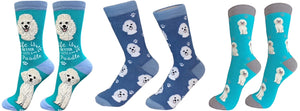 WHITE POODLE Dog Unisex Socks By E&S Pets CHOOSE SOCK DADDY, HAPPY TAILS, LIFE IS BETTER - Novelty Socks for Less