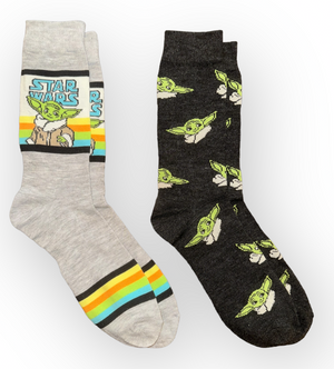 STAR WARS THE MANDALORIAN Men’s 2 Pair Of BABY YODA Socks - Novelty Socks And Slippers