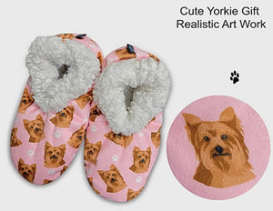 COMFIES BRAND Ladies YORKIE Dog Non-Skid Slippers - Novelty Socks for Less