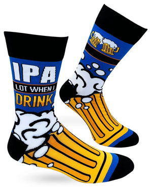 FABDAZ Brand Men’s BEER Socks ‘IPA LOT WHEN I DRINK’ - Novelty Socks And Slippers