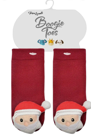 BOOGIE TOES Baby SANTA CLAUS Rattle Gripper Bottom Socks By PIERO LIVENTI