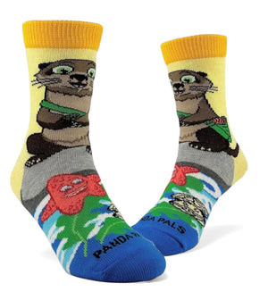 OTTER ON A ROCK Kids Unisex Socks (Choose Size) Sock Panda Brand - Novelty Socks And Slippers