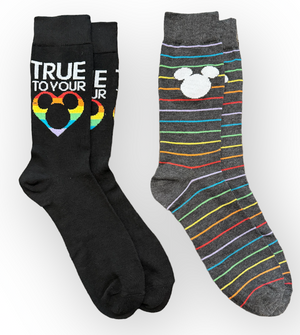 DISNEY Men’s 2 Pair Of MICKEY MOUSE PRIDE Socks ‘TRUE TO YOUR COLOR’ - Novelty Socks And Slippers