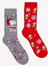 PEANUTS MEN’S CHRISTMAS 2 PAIR OF SOCKS SNOOPY & WOODSTOCK - Novelty Socks for Less