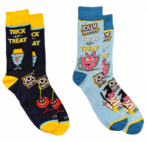 JOLLY RANCHER CANDY Men’s 2 Pair Of HALLOWEEN Socks ‘TRICK OR TREAT’ COOL SOCKS Brand - Novelty Socks And Slippers