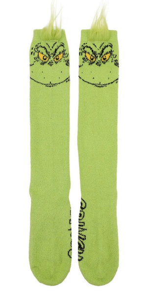 DR. SEUSS HOW THE GRINCH STOLE CHRISTMAS Ladies 3-D Plush Knee High Socks BIOWORLD Brand