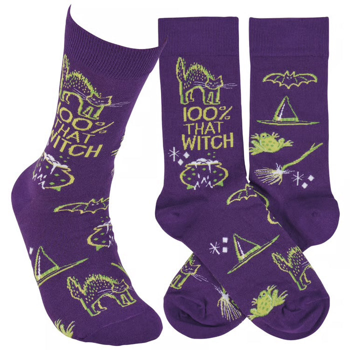 100% THAT WITCH Unisex Adult Halloween Socks Primitives By Kathy
