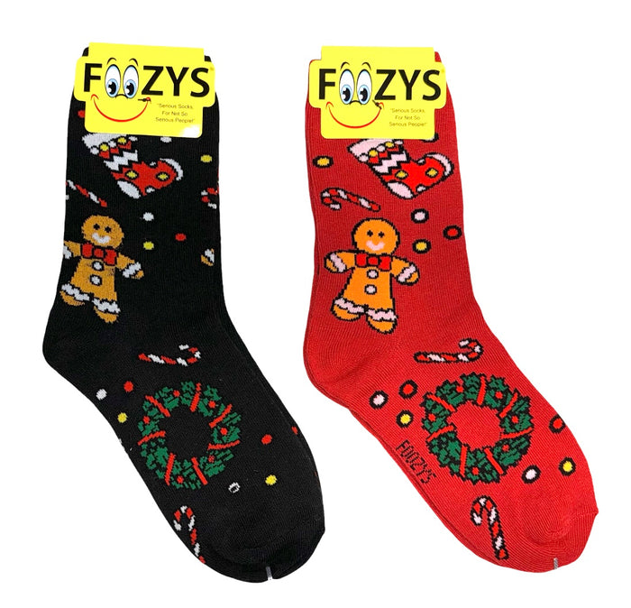 FOOZYS Brand Ladies 2 Pair Of CHRISTMAS Socks GINGERBREAD MAN