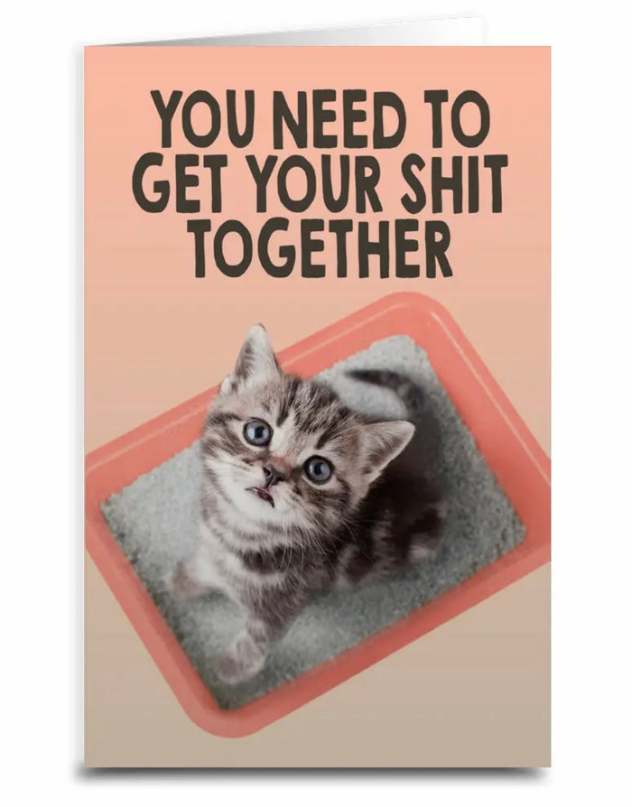 Friend Support Sassy Cat Greeting Card YOU NEED TO GET YOUR SHIT TOGETHER