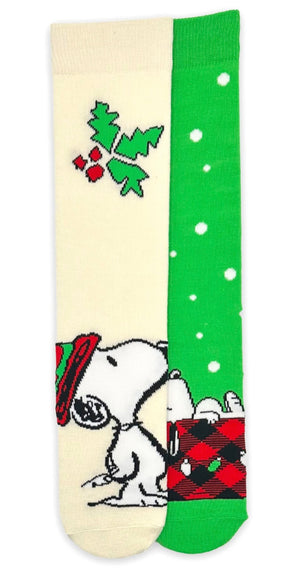 PEANUTS Men’s CHRISTMAS 2 Pair Of Snoopy Socks ‘MERRY & BRIGHT’ - Novelty Socks And Slippers