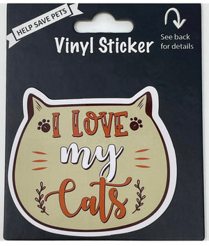 I LOVE MY CATS Vinyl Sticker By E&S Pets