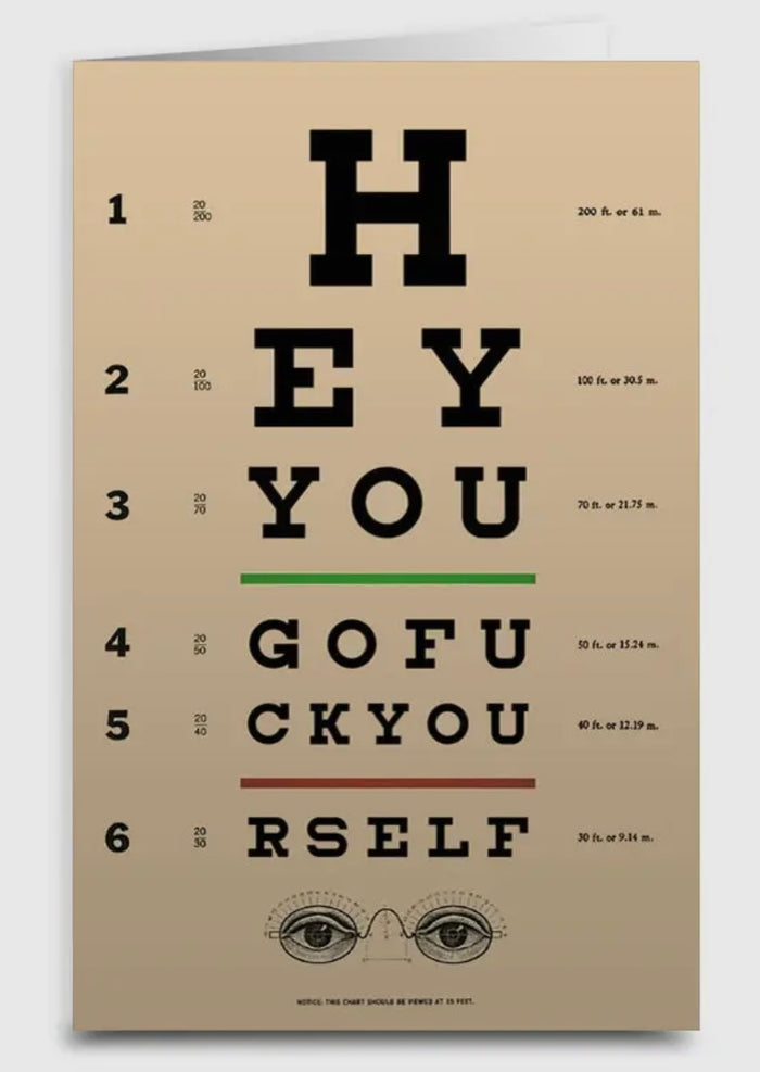 Sassy Greeting Card HEY GO FUCK YOURSELF *Made In The USA