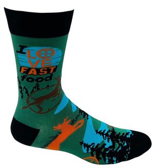 FABDAZ Brand Men’s DEER HUNTING Socks ‘I LOVE FAST FOOD’