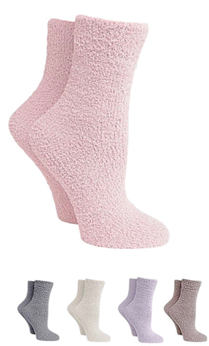 COZY PLUSH Ladies Crew Socks (CHOOSE COLOR) - Novelty Socks And Slippers