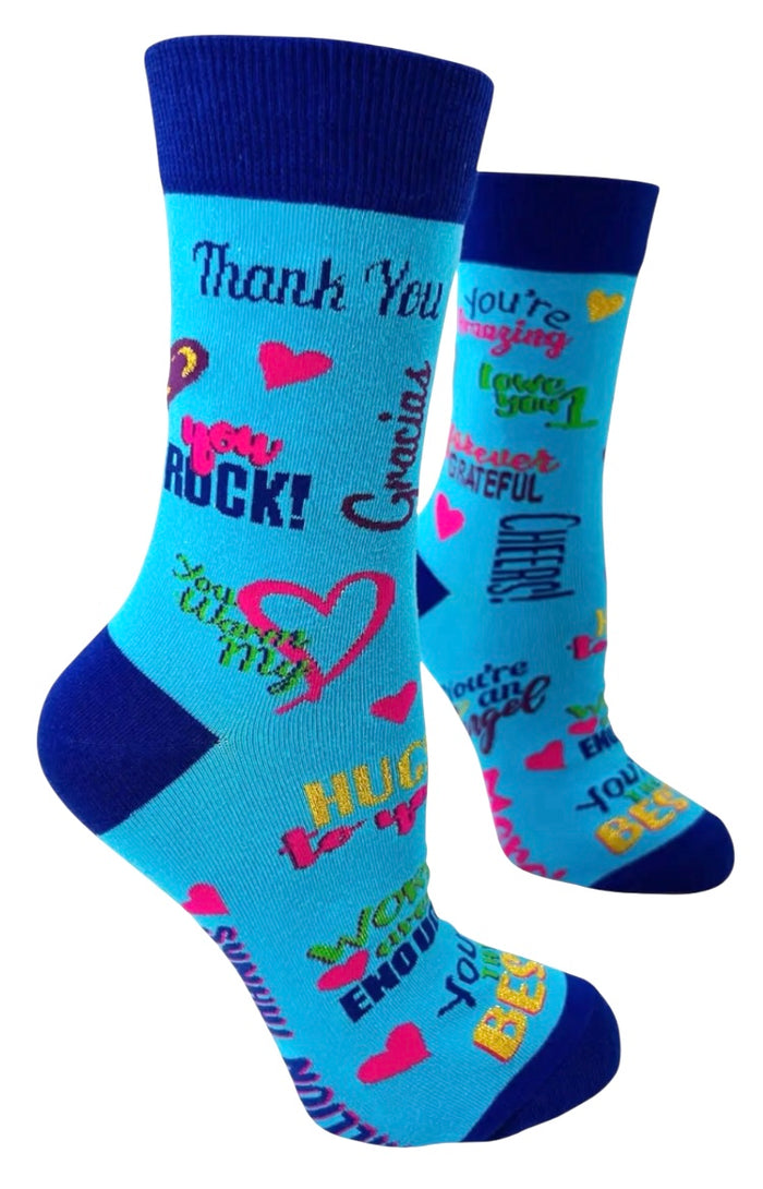 FABDAZ Brand Ladies THANK YOU Socks FOREVER GRATEFUL, GRACIAS, YOU ROCK