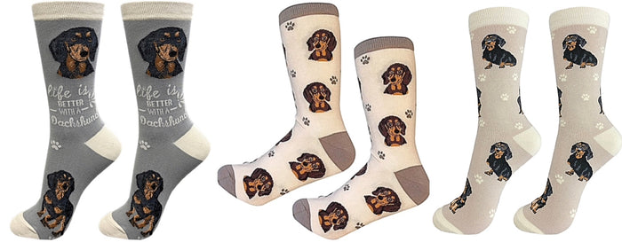 BLACK DACHSHUND Dog Unisex Socks By E&S Pets CHOOSE SOCK DADDY, HAPPY TAILS, LIFE IS BETTER