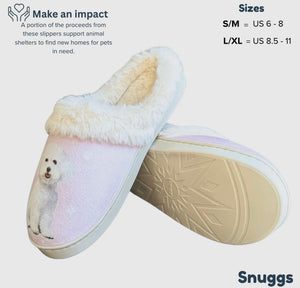 SNUGGS Memory Foam BICHON FRISE Dog Non Slip Slippers (Choose Size) By E&S Pets