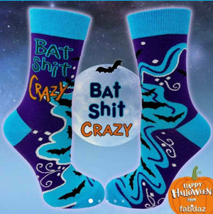 FABDAZ BRAND LADIES ‘BAT SHIT CRAZY’ SOCKS With BATS