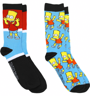 THE SIMPSONS Men’s 2 Pair Of BART SIMPSON Socks - Novelty Socks And Slippers
