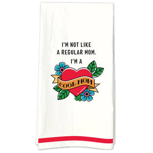 FUNATIC Brand Kitchen Tea Towel ‘I’M NOT LIKE A REGULAR MOM. I’M A COOL MOM’ - Novelty Socks And Slippers