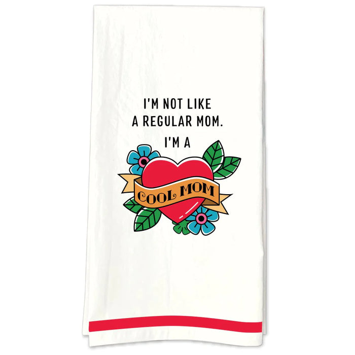 FUNATIC Brand Kitchen Tea Towel ‘I’M NOT LIKE A REGULAR MOM. I’M A COOL MOM’