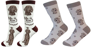 WEIMARANER Dog Unisex Socks By E&S Pets CHOOSE SOCK DADDY, HAPPY TAILS, LIFE IS BETTER - Novelty Socks for Less
