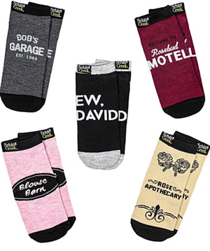 SCHITT’S CREEK TV SHOW Ladies 5 Pair Of Ankle Socks ROSE APOTHECARY, BLOUSE BARN - Novelty Socks for Less