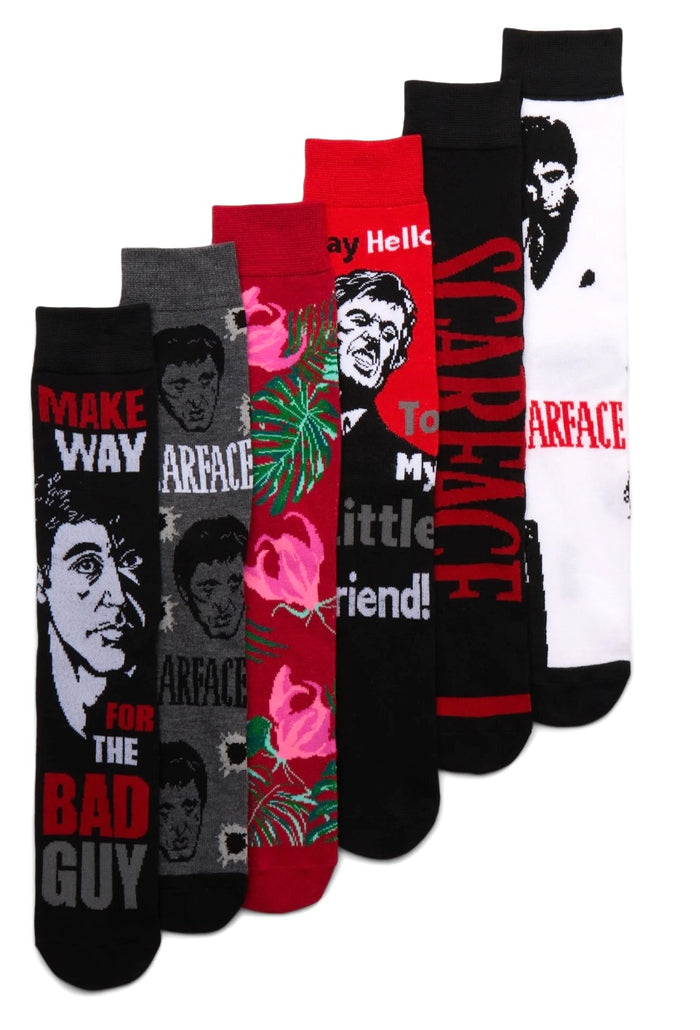 SCARFACE Movie Men’s 6 Pair Of Socks ‘Say Hello To My Little Friend’