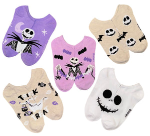 DISNEY NIGHTMARE BEFORE CHRISTMAS Ladies 5 Pair Of HALLOWEEN No Show Socks ‘TRICK OR TREAT’