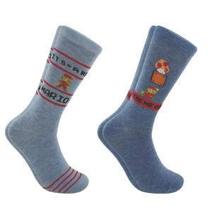 SUPER MARIO Men’s 2 Pair Of Socks ‘HERE WE GO!’ - Novelty Socks And Slippers