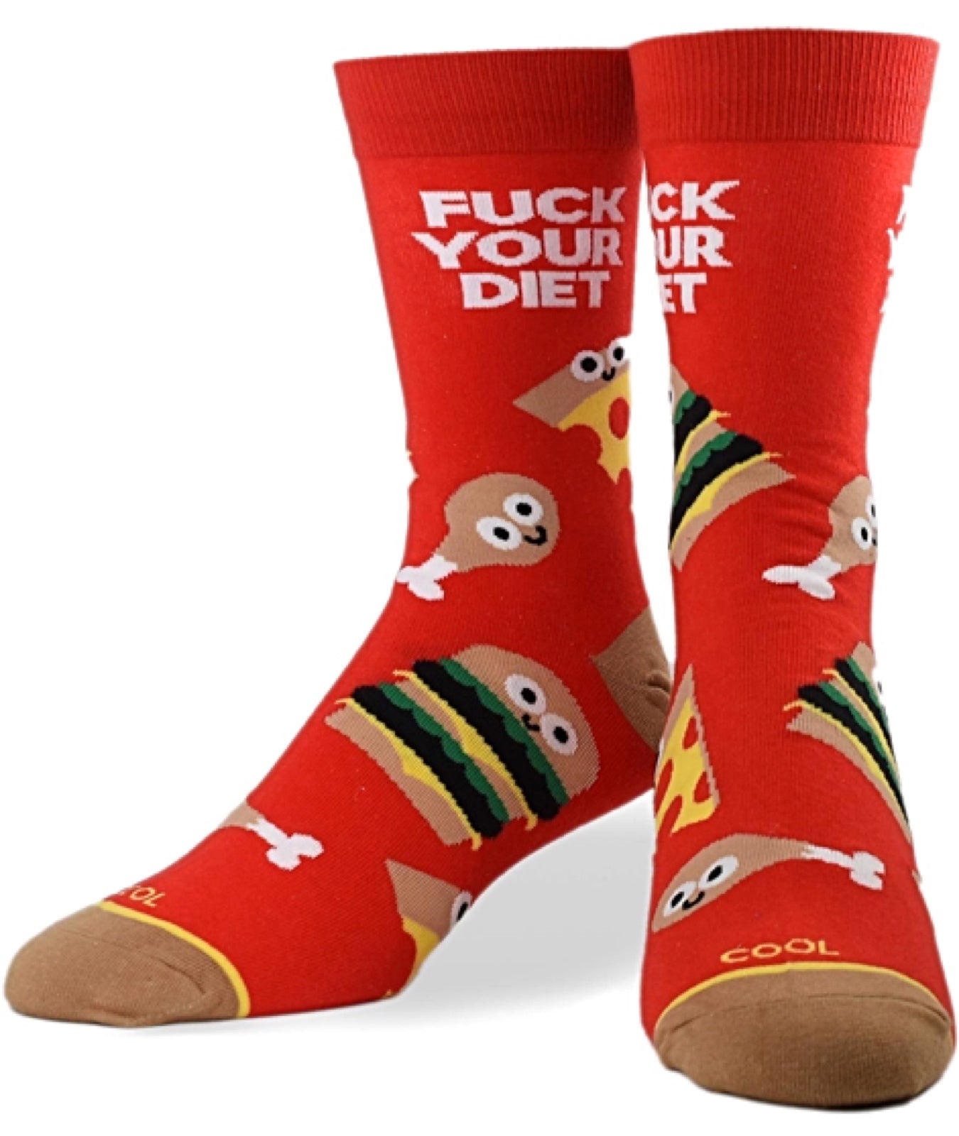 COOL SOCKS BRAND MEN’S ‘FUCK YOUR DIET’ Socks BURGERS, FRIED