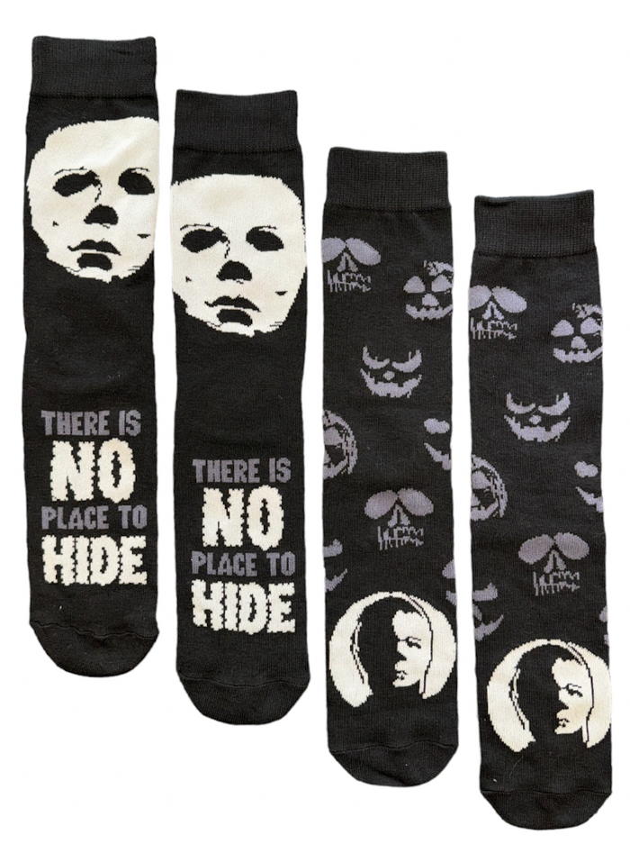 HALLOWEEN II Men’s 2 Pair Of MICHAEL MYERS Socks ‘THERE IS NO PLACE TO HIDE’