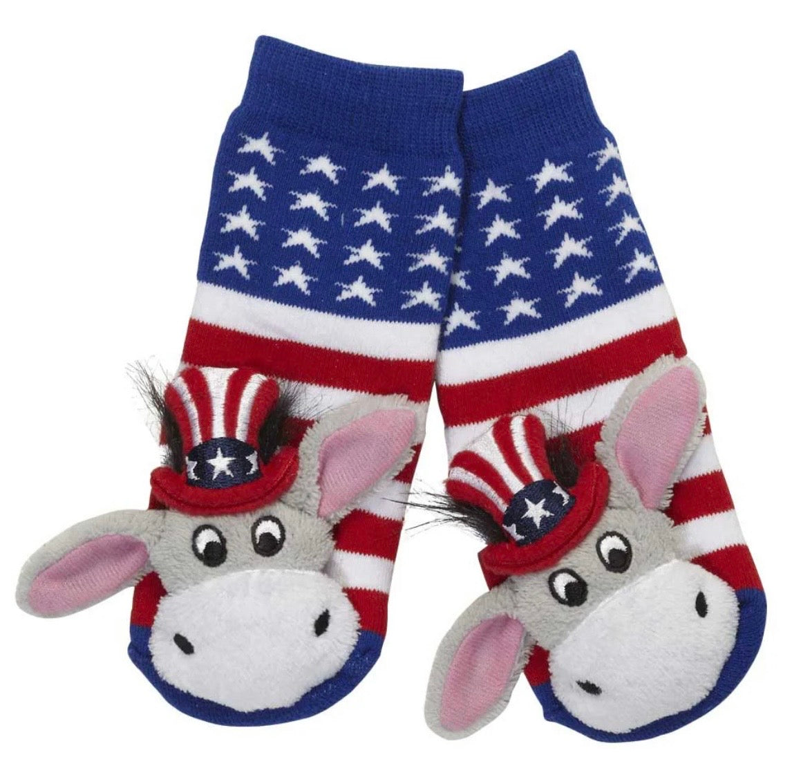 PATRIOTIC DONKEY Unisex Toddler Gripper Bottom Socks MESSY MOOSE Brand - Novelty Socks And Slippers