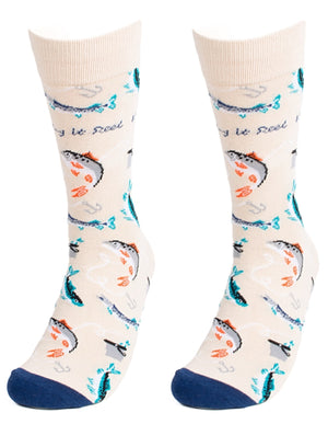 PARQUET Brand Men’s FISHING Socks ‘KEEPING IT REEL’ - Novelty Socks for Less