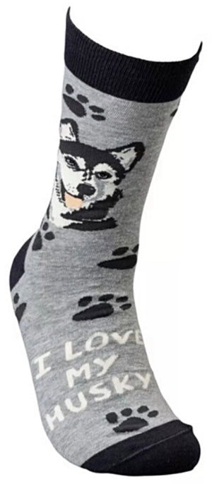PRIMITIVES BY KATHY Unisex 'I LOVE MY SIBERIAN HUSKY' Socks - Novelty Socks for Less