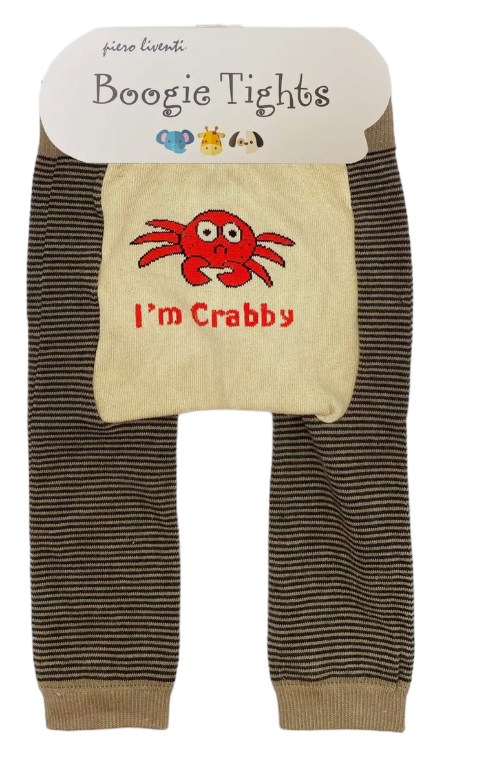 BOOGIE TIGHTS Unisex Baby ‘I’M CRABBY’ By Piero Liventi Size 12-24 Months - Novelty Socks And Slippers