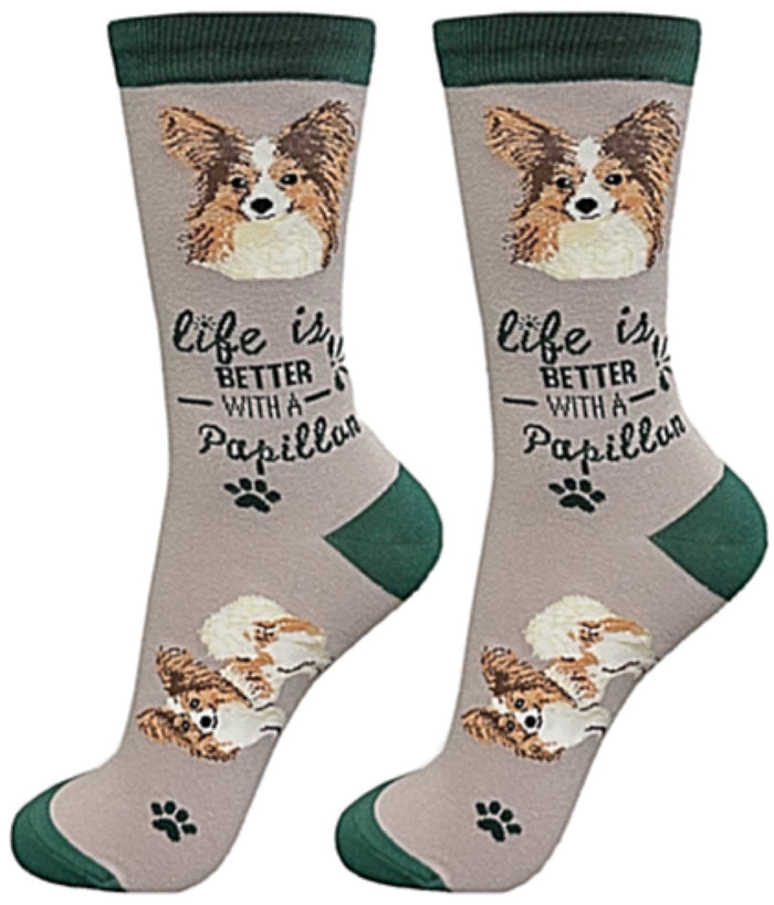 PAPILLON Dog Unisex Socks By E&S Pets LIFE IS BETTER