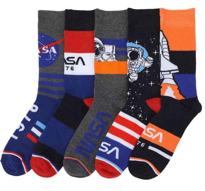 NASA Men’s 5 Pair Of Socks BIOWORLD Brand