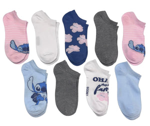 DISNEY LILO & Stitch Ladies 9 Pair Od Low Show Socks - Novelty Socks And Slippers